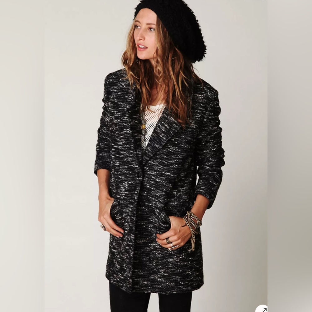 Black and Gray Pea Coat Free People